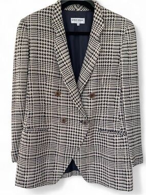Giorgio Armani Le Collezioni Houndstooth Double-Breasted Blazer IT 44 / US 10